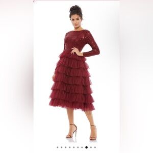 Elegant Burgundy Sequin and Tulle Dress